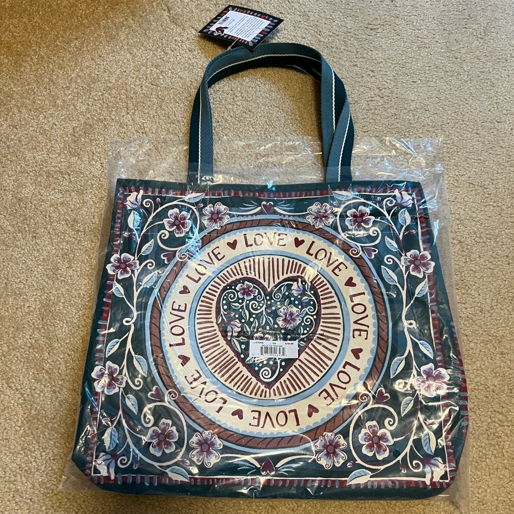 Brighton Floral Love Tote Bag - Green and White